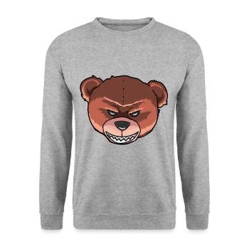 Horror Halloween Teddybär Grimmig Gruselig Monster - Unisex Pullover - Weißgrau meliert - Vorne - Alina (178cm) & Michal (187cm)