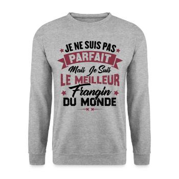 Pas parfait mais le meilleur frangin du monde - Sweat-shirt Unisexe - gris chiné - Devant - Alina (178cm) & Michal (187cm)