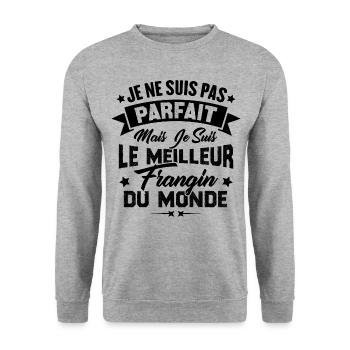 Pas parfait mais le meilleur frangin du monde - Sweat-shirt Unisexe - gris chiné - Devant - Alina (178cm) & Michal (187cm)