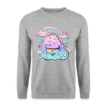 Cute weather bubble head girl - bit blowy - Unisex Sweatshirt - salt & pepper - Front - Alina (178cm) & Michal (187cm)