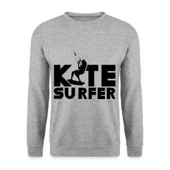 Kitesurfer Kite Kitesurf Kitesurfen Kitesurfing - Unisex Pullover - Weißgrau meliert - Vorne - Alina (178cm) & Michal (187cm)