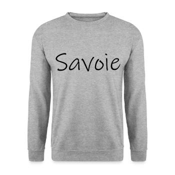 Savoie Typographie - Sweat-shirt Unisexe - gris chiné - Devant - Alina (178cm) & Michal (187cm)