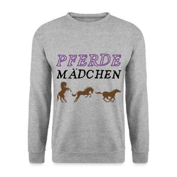 Pferdemädchen - Unisex Pullover - Weißgrau meliert - Vorne - Alina (178cm) & Michal (187cm)