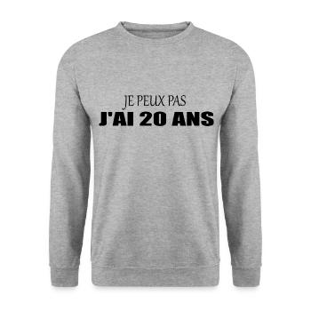 Je Peux Pas J'ai 20 ans - Sweat-shirt Unisexe - gris chiné - Devant - Alina (178cm) & Michal (187cm)