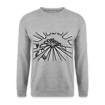 Angler Fisch Fishing Fisching Angeln - Unisex Pullover - Weißgrau meliert - Vorne - Alina (178cm) & Michal (187cm)