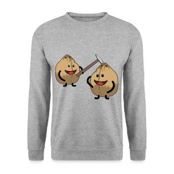 Coconut Nut Nuts Crack Hammer Fantasy - Unisex Sweatshirt - salt & pepper - Front - Alina (178cm) & Michal (187cm)