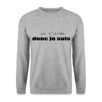 Tshirt Saint Valentin Je T’aime Donc Je Suis - Sweat-shirt Unisexe - gris chiné - Devant - Alina (178cm) & Michal (187cm)