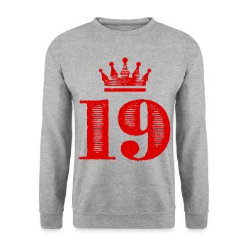 19 Couronne numérique - Sweat-shirt Unisexe - gris chiné - Devant - Alina (178cm) & Michal (187cm)