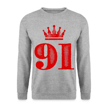 91 Number crown - Unisex Sweatshirt - salt & pepper - Front - Alina (178cm) & Michal (187cm)