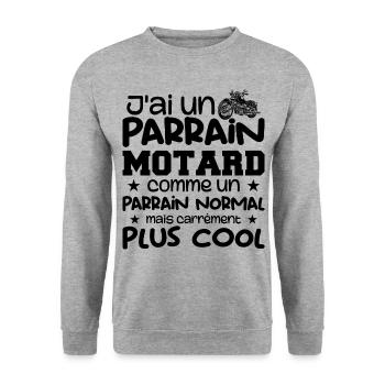 Ich habe einen Biker-Paten, ein Motorrad-Biker-Patengeschenk - Unisex Pullover - Weißgrau meliert - Vorne - Alina (178cm) & Michal (187cm)