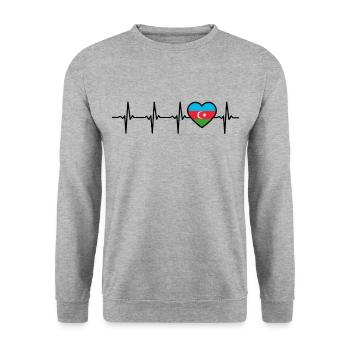 Azerbaijan heartbeat flag Azerbaijani - Unisex Sweatshirt - salt & pepper - Front - Alina (178cm) & Michal (187cm)
