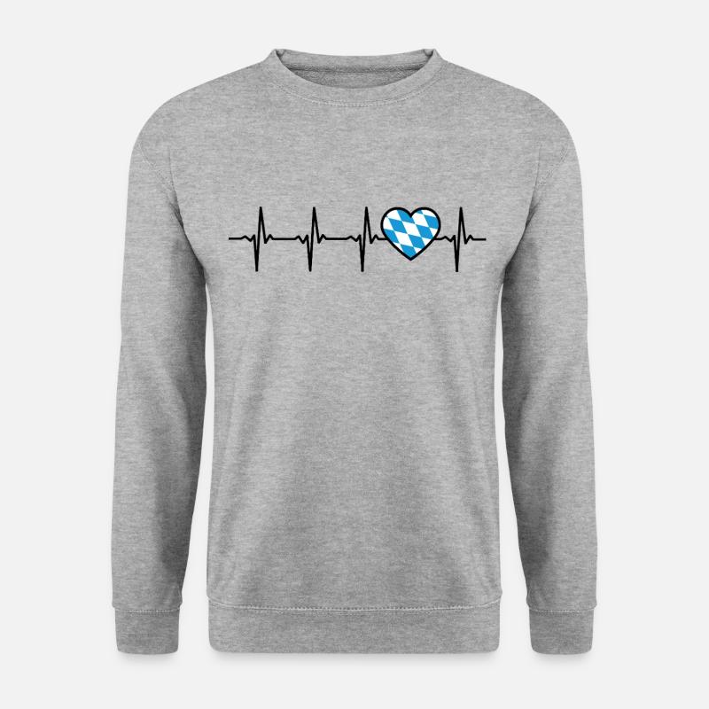 Bavaria Herzschlag Bayern - Unisex Pullover - Weißgrau meliert