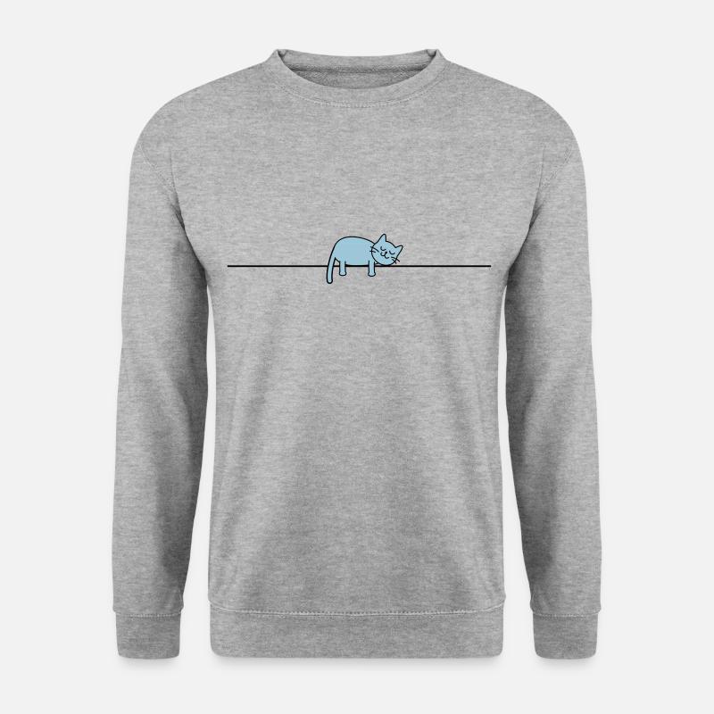 schlafende Katze - Unisex Pullover - Weißgrau meliert