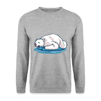 Ours polaire mort sur une banquise rip changement climatique - Sweat-shirt Unisexe - gris chiné - Devant - Alina (178cm) & Michal (187cm)