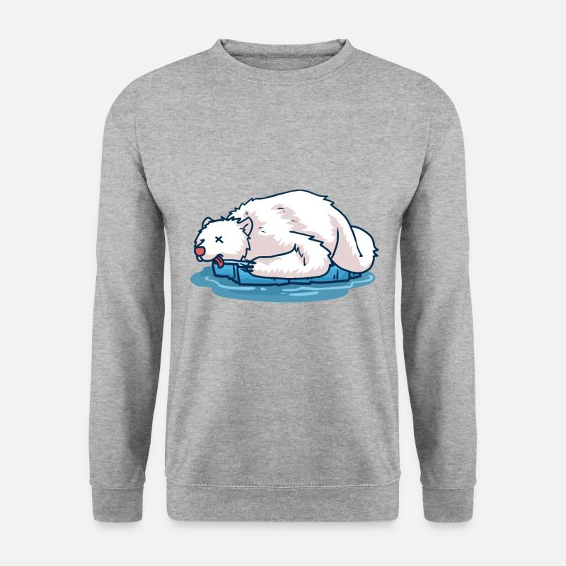 Toter Eisbär auf einer Eisscholle Rip Klimawandel - Unisex Pullover - Weißgrau meliert