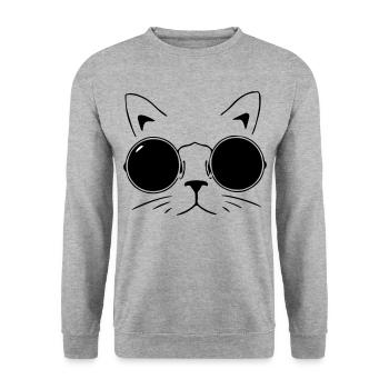 Cat, cats, cat, head, face, hangover - Unisex Sweatshirt - salt & pepper - Front - Alina (178cm) & Michal (187cm)