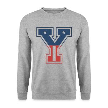 Lettre Y ÉTATS-UNIS - Sweat-shirt Unisexe - gris chiné - Devant - Alina (178cm) & Michal (187cm)