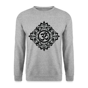 Résonance cosmique : le Om sacré - Sweat-shirt Unisexe - gris chiné - Devant - Alina (178cm) & Michal (187cm)