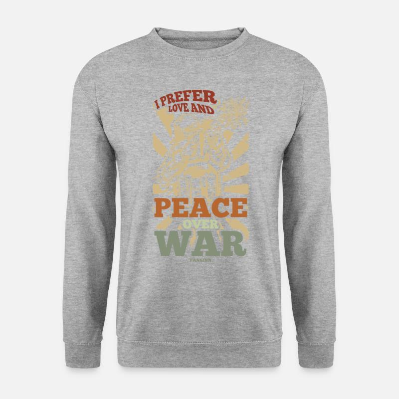ich bevorzuge Frieden und Liebe - Unisex Pullover - Weißgrau meliert