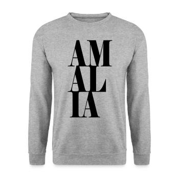 Amalia Surname First name Modern font Word Art - Unisex Sweatshirt - salt & pepper - Front - Alina (178cm) & Michal (187cm)