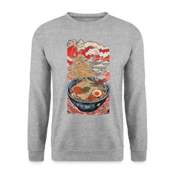 Ukiyo-E Ramen Kanji Noodle Soup Vintage Design - Unisex Sweatshirt - salt & pepper - Front - Alina (178cm) & Michal (187cm)