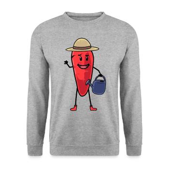 Navet, carotte, jardinier, arrosoir, jardinage - Sweat-shirt Unisexe - gris chiné - Devant - Alina (178cm) & Michal (187cm)