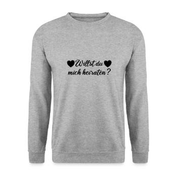 Willst du mich heiraten? - Unisex Pullover - Weißgrau meliert - Vorne - Alina (178cm) & Michal (187cm)