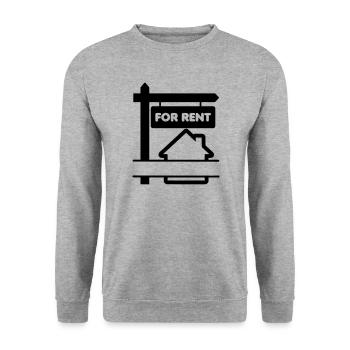 Transparentes Schild ZU MIETEN - Unisex Pullover - Weißgrau meliert - Vorne - Alina (178cm) & Michal (187cm)