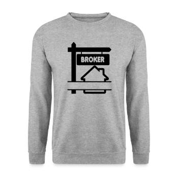 Logo Broker with text BROKER - Unisex Sweatshirt - salt & pepper - Front - Alina (178cm) & Michal (187cm)