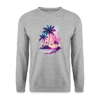 Palm Beach Sunset - Unisex Pullover - Weißgrau meliert - Vorne - Alina (178cm) & Michal (187cm)