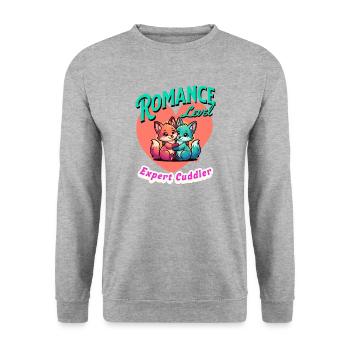 Kuschelnde Füchse Romance Level Cuddler - Unisex Pullover - Weißgrau meliert - Vorne - Alina (178cm) & Michal (187cm)