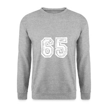 65 nombre de maillots - Sweat-shirt Unisexe - gris chiné - Devant - Alina (178cm) & Michal (187cm)