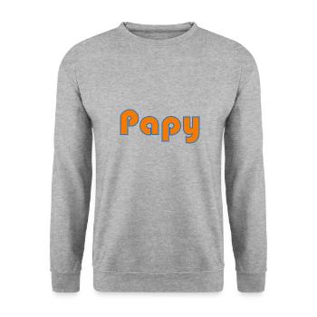 BONNE FÊTE PAPA. PAPA. FÊTE DES PÈRES. PÈRE - Sweat-shirt Unisexe - gris chiné - Devant - Alina (178cm) & Michal (187cm)