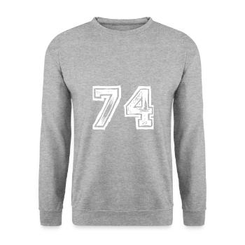 74 nombre de maillots - Sweat-shirt Unisexe - gris chiné - Devant - Alina (178cm) & Michal (187cm)