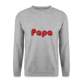 PAPY. FÊTE DES PÈRES. BONNE FÊTE PAPY. JE T'AIME. - Sweat-shirt Unisexe - gris chiné - Devant - Alina (178cm) & Michal (187cm)