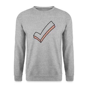 Haken dran zweifarbig - Unisex Pullover - Weißgrau meliert - Vorne - Alina (178cm) & Michal (187cm)