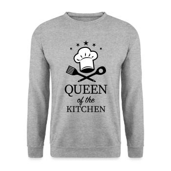 14 Queen of the Kitchen Kochmütze Kochlöffel - Unisex Pullover - Weißgrau meliert - Vorne - Alina (178cm) & Michal (187cm)