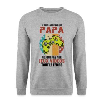 Proof that Dad doesn't play video games - Unisex Sweatshirt - salt & pepper - Front - Alina (178cm) & Michal (187cm)
