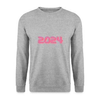 2024. FROHES NEUES JAHR. SILVESTER. NEUJAHR - Unisex Pullover - Weißgrau meliert - Vorne - Alina (178cm) & Michal (187cm)