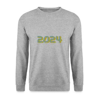 2024. FROHES NEUES JAHR. SILVESTER. NEUJAHR - Unisex Pullover - Weißgrau meliert - Vorne - Alina (178cm) & Michal (187cm)