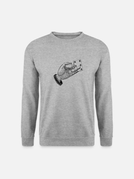 Hand mit Kartentrick - Unisex Pullover - Weißgrau meliert