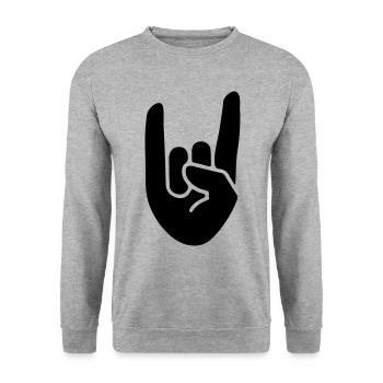 Party Hand Symbol - Unisex Sweatshirt - salt & pepper - Front - Alina (178cm) & Michal (187cm)