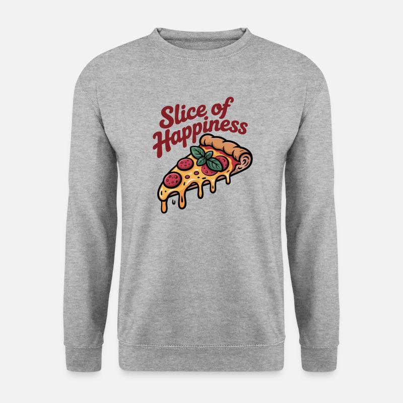 Slice of Happiness - Pizza - Unisex Pullover - Weißgrau meliert