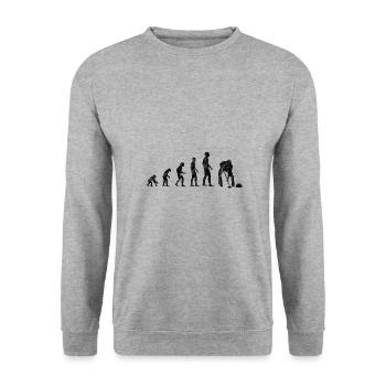 Eis Curling Curler Eisstockschießen Evolution - Unisex Pullover - Weißgrau meliert - Vorne - Alina (178cm) & Michal (187cm)