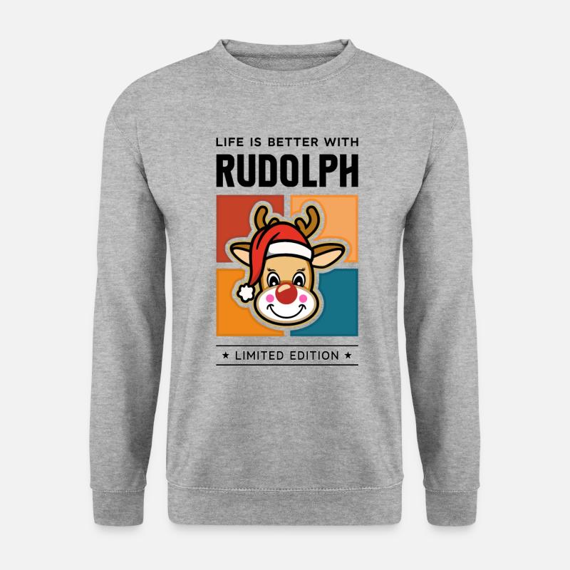 Rudolph - Unisex Pullover - Weißgrau meliert