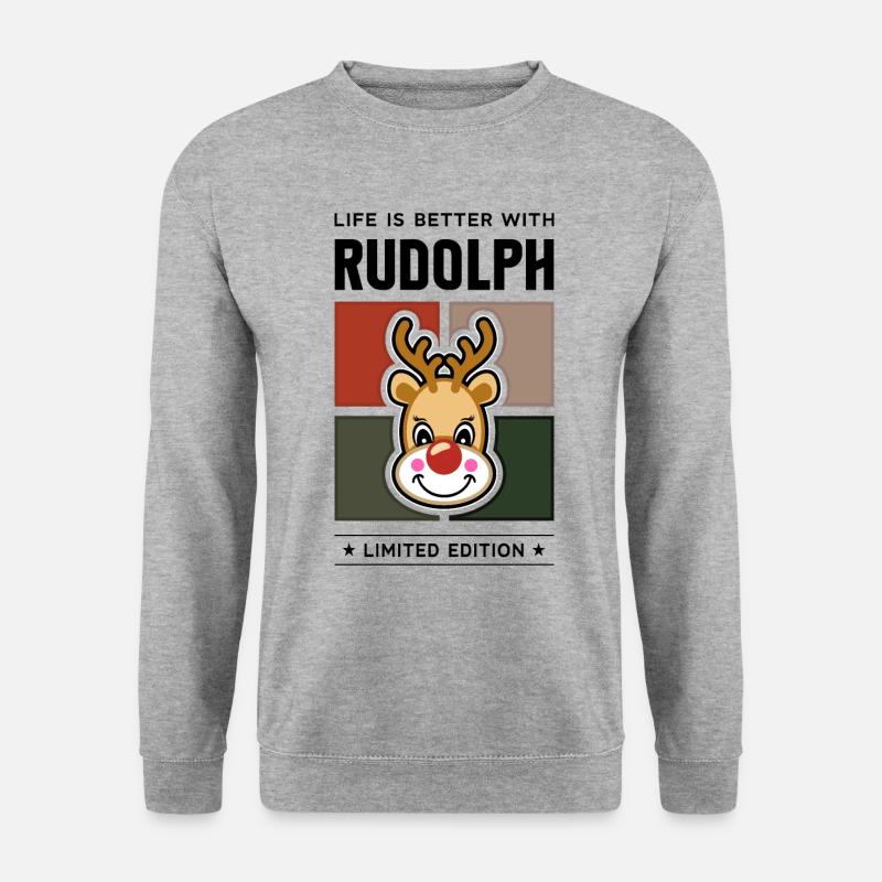 Rudolph - Unisex Pullover - Weißgrau meliert