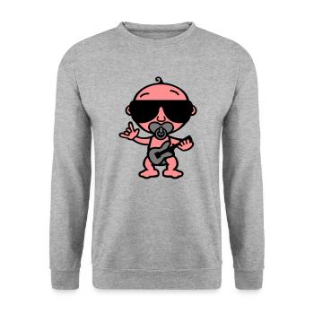 Cool Rock Baby (Farbe) - Unisex Pullover - Weißgrau meliert - Vorne - Alina (178cm) & Michal (187cm)