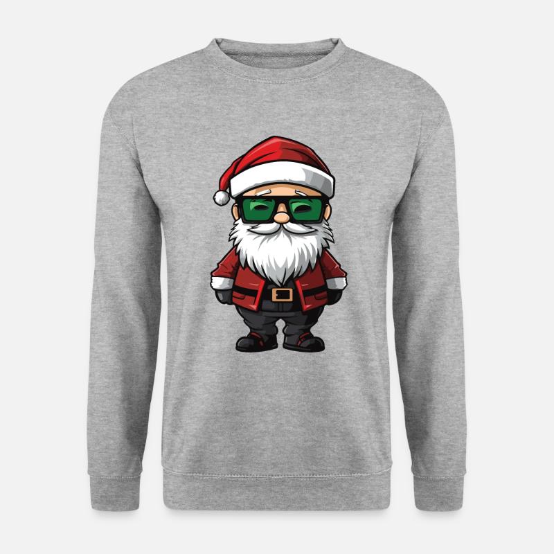 Weihnachtsmann Comic Santa Xmas - Unisex Pullover - Weißgrau meliert