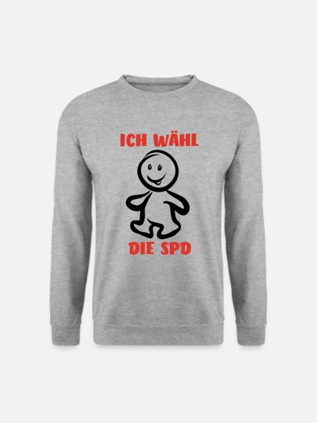 Ich wähl die SPD - Wähler - Stimme - Unisex Pullover - Weißgrau meliert