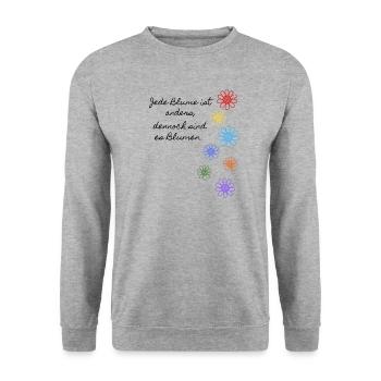 Lesbisch - Schwul - LGBTQ - Spruch - Unisex Pullover - Weißgrau meliert - Vorne - Alina (178cm) & Michal (187cm)